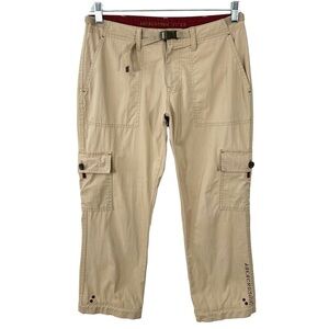 Abercrombie and Fitch Y2K Embroidered Cropped Cargo Pants Belted sz 2 Waist 30"